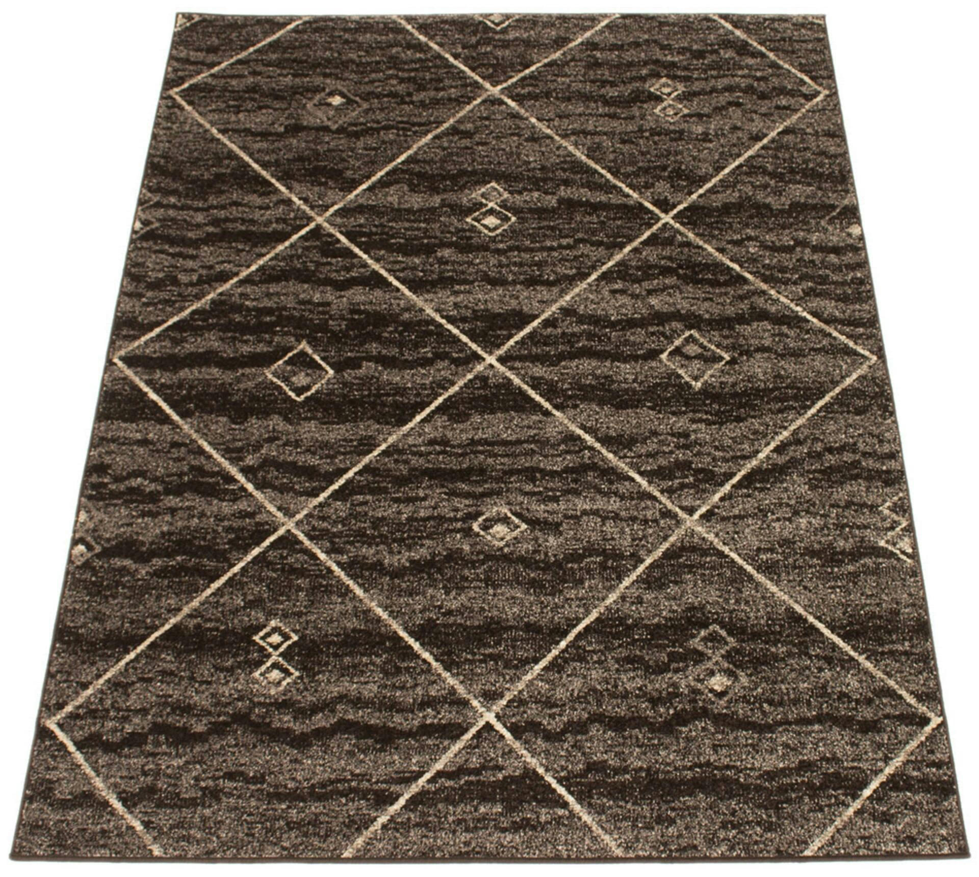 ECARPET Devos Indoor Geometric Area Rug, Brown/Ivory, Assorted Sizes