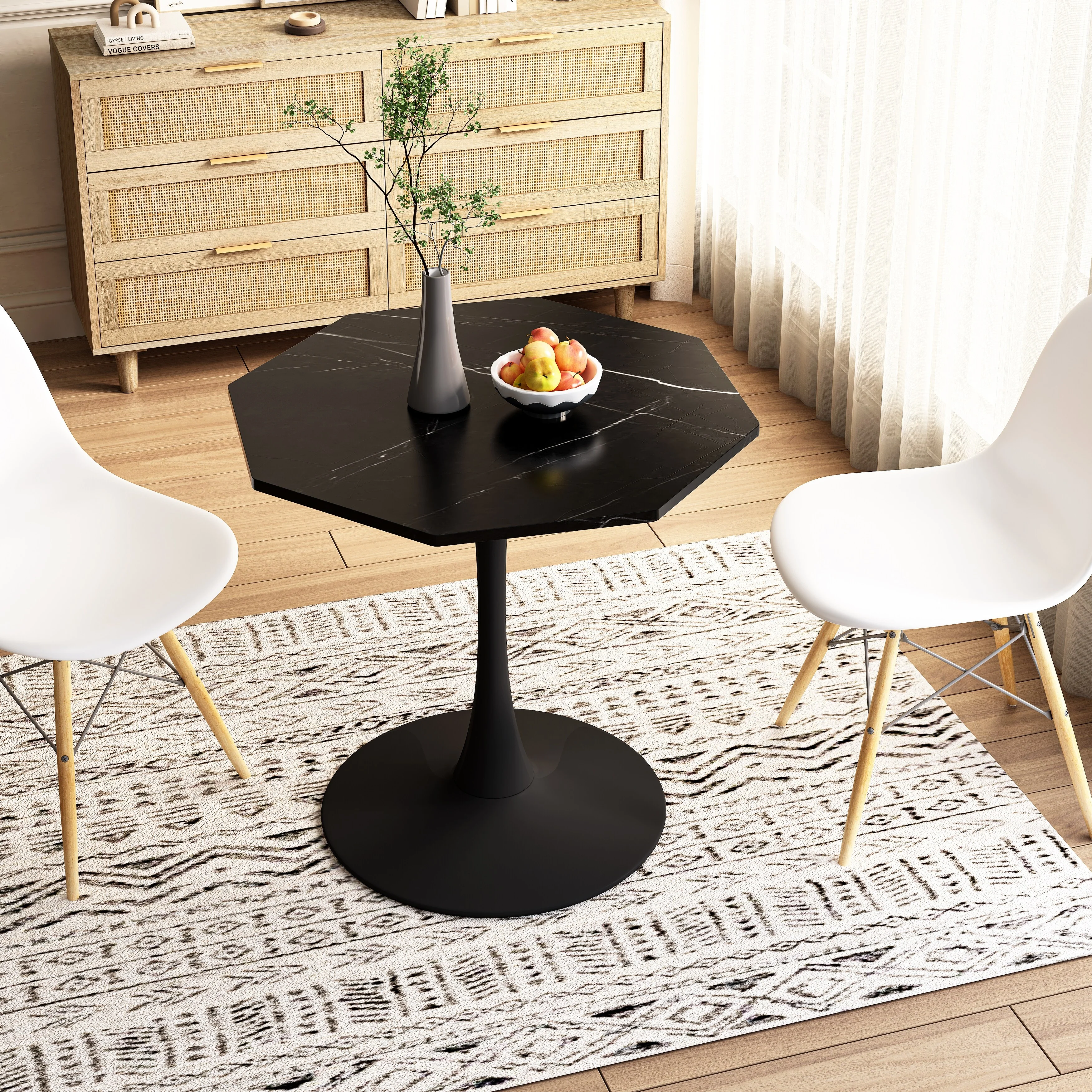 Modern Coffee Table with Marble PVC Top Rust Resistant Base for Urban Living Studio Spaces and Compact Layouts