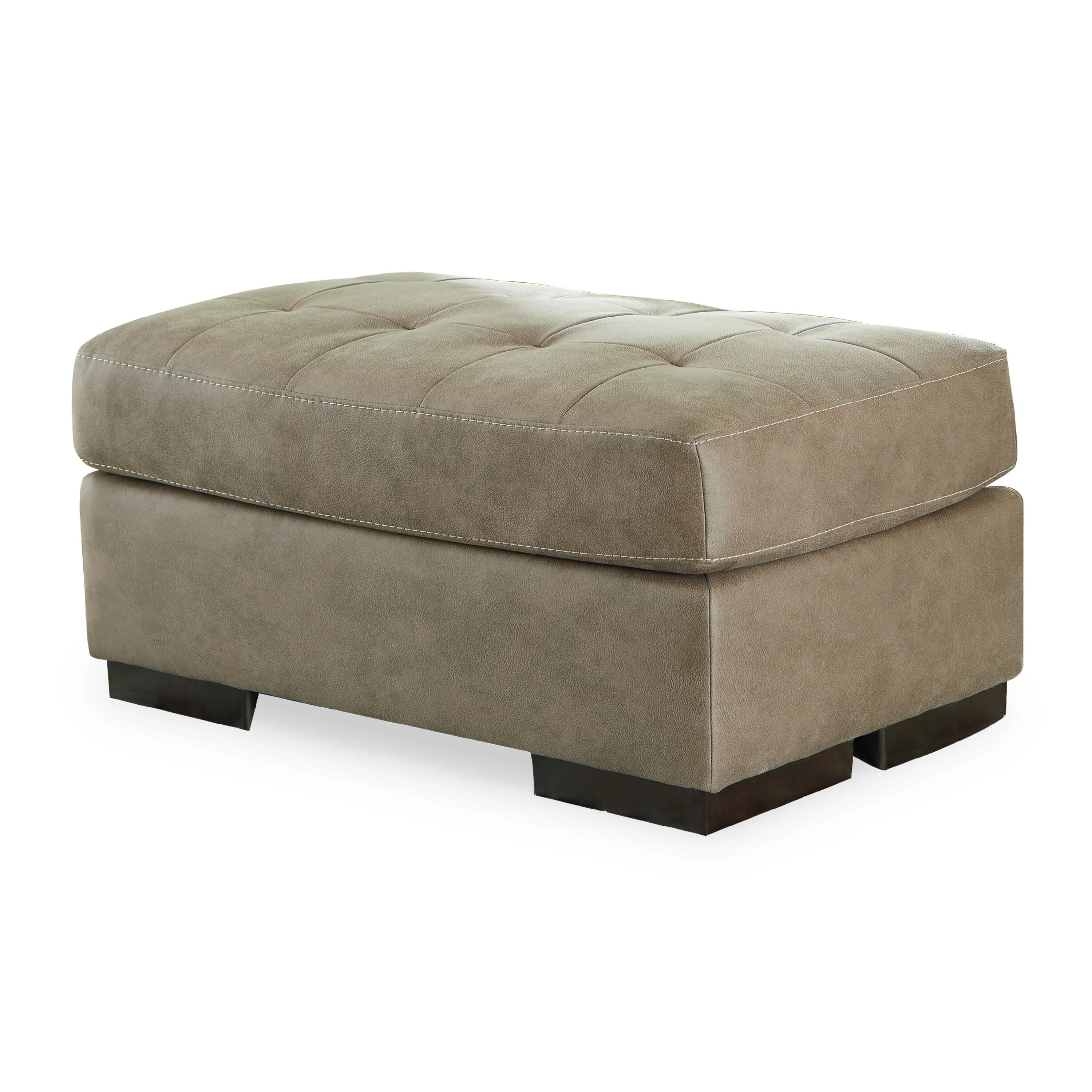 Danie Ottoman, Jumbo Tufted Gray Faux Leather 39 Inch Rectangular