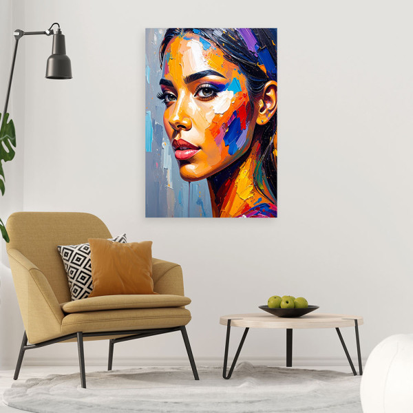 Feeby Obraz do salonu sypialni, Twarz Pieknej Kobiety Malowany 40x60