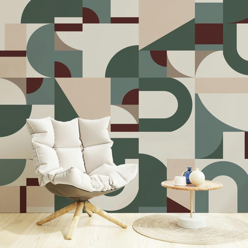 PUZZLE VERT - Papier Peint Panoramique L336xH270cm Multicolore Vintage