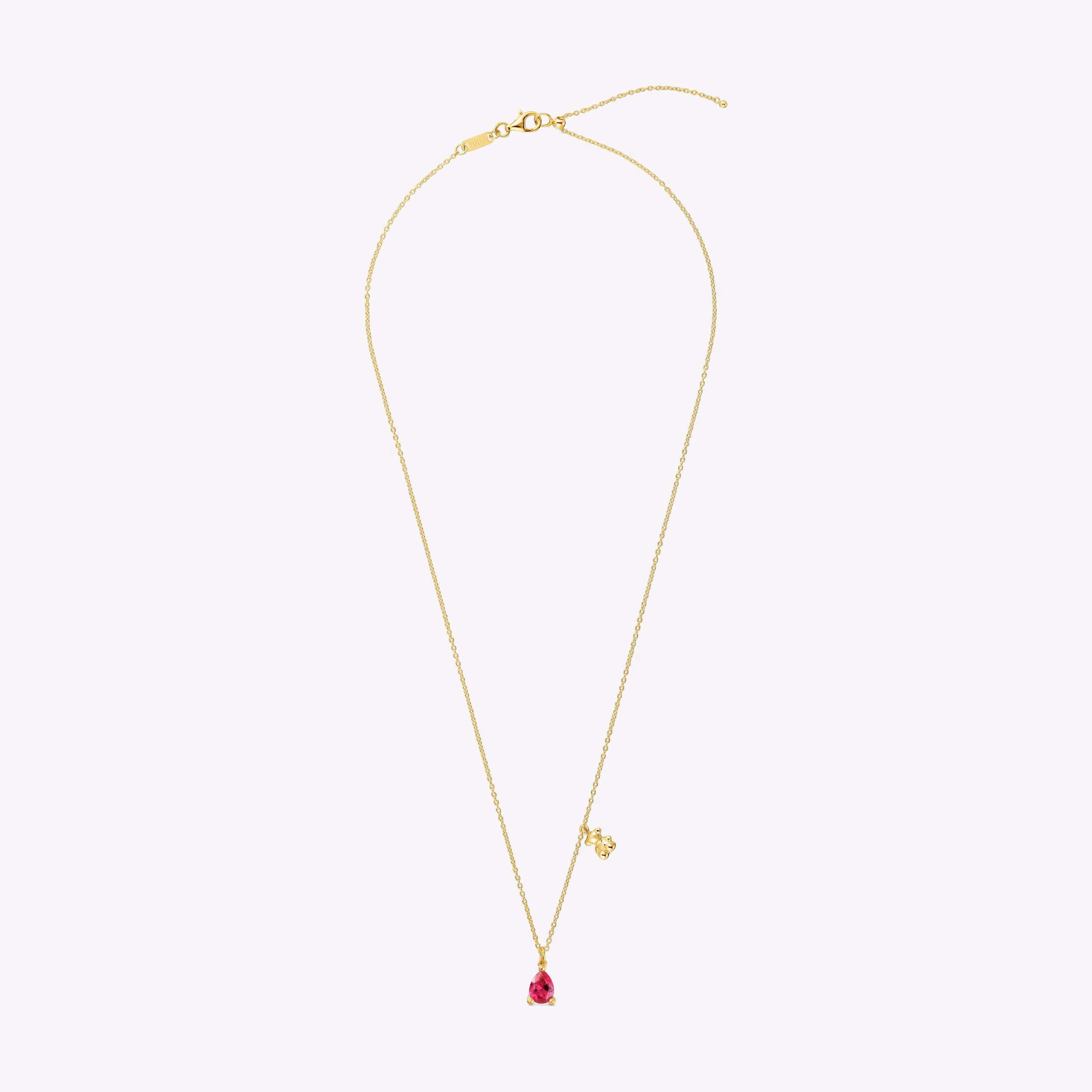 Collar corto motivo oso con baño de oro 18 kt sobre plata y rubí creado en laboratorio Bold Bear LGG