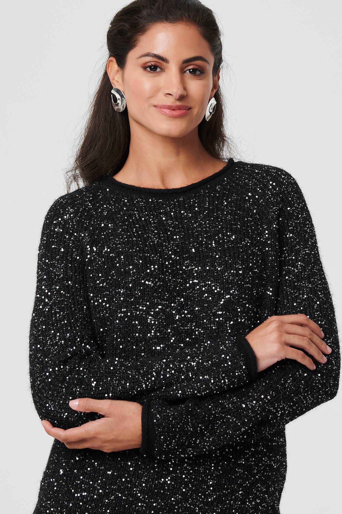 Izabel London Sparkly Embellished Slim Jumper