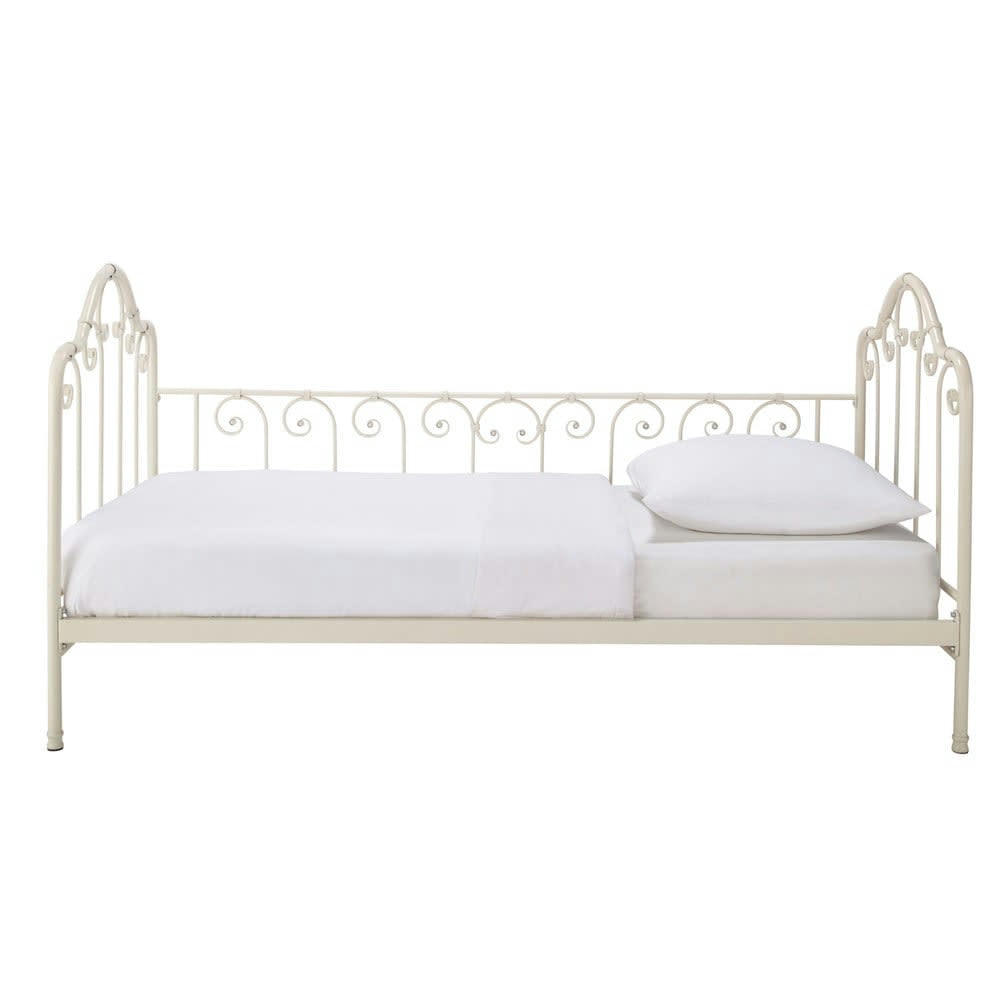 Juliette - Lit banquette 90x190 en métal ivoire