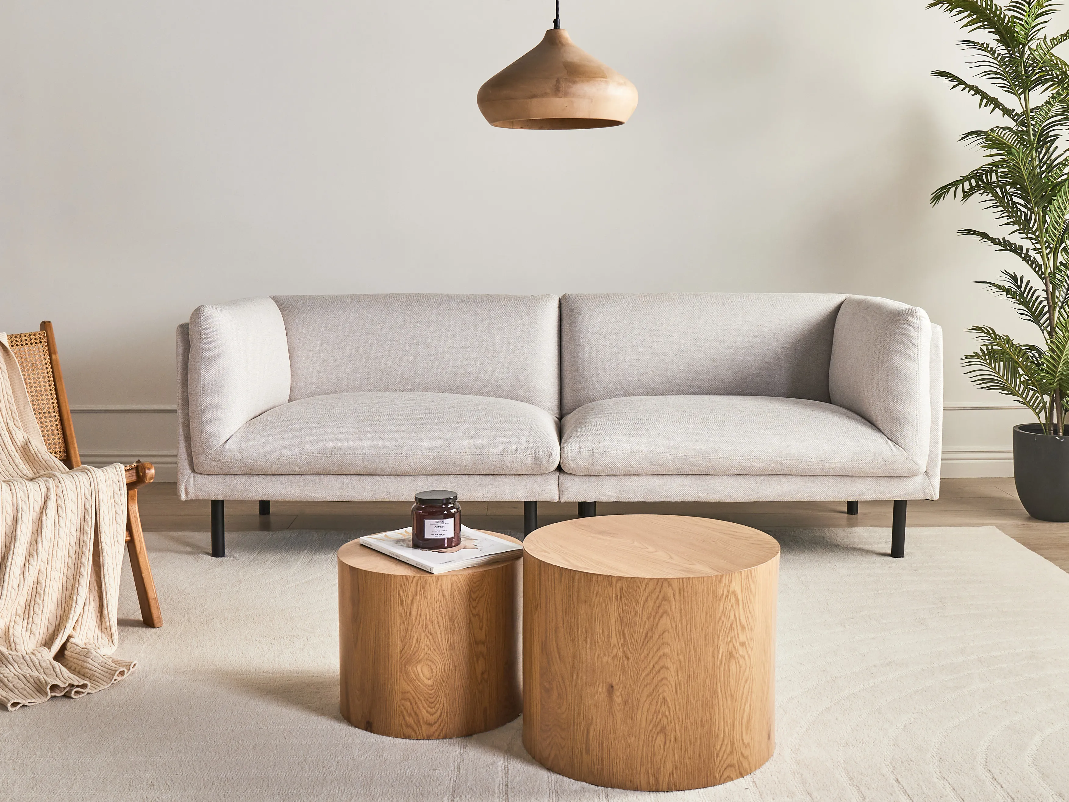 Sofa 3 Seater VORGOD Fabric Light Beige