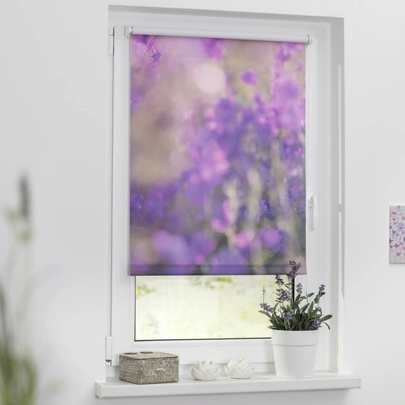 Rollo, ‎Klemmfix, 70x150 cm, Blumenwiese, fuchsia violett