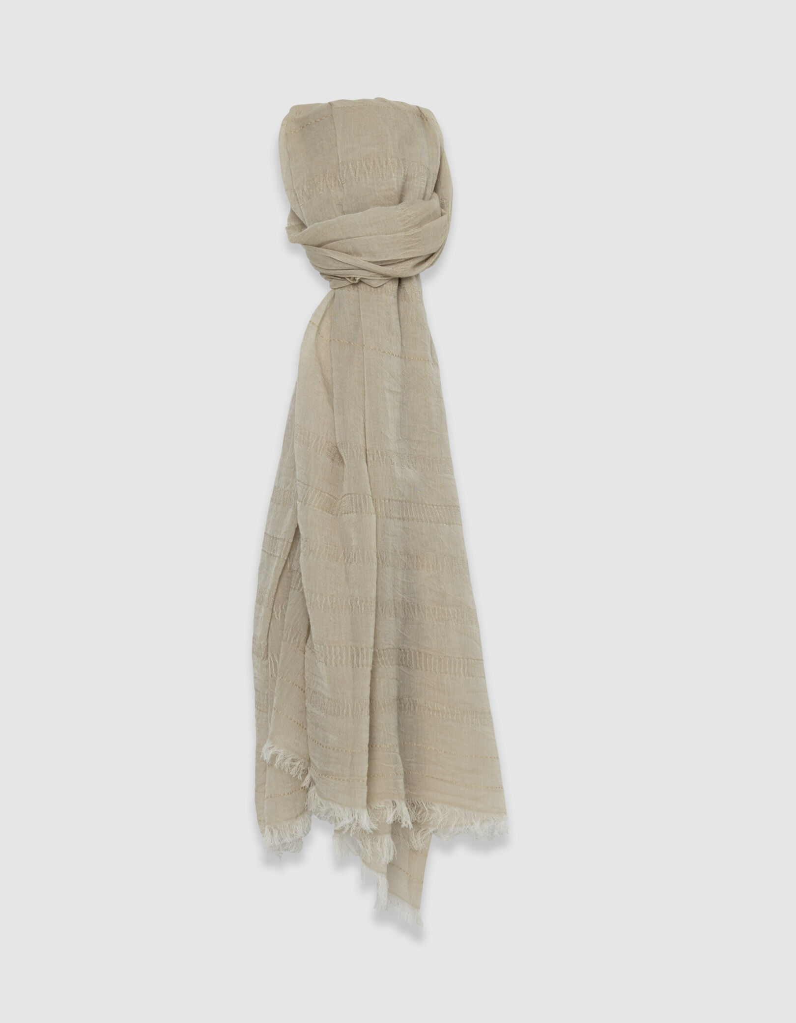Foulard beige motif rayures fantaisie Homme