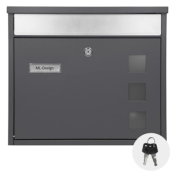 Boîte aux lettres anthracite-argent avec support métallisé 120cm  kit de montage