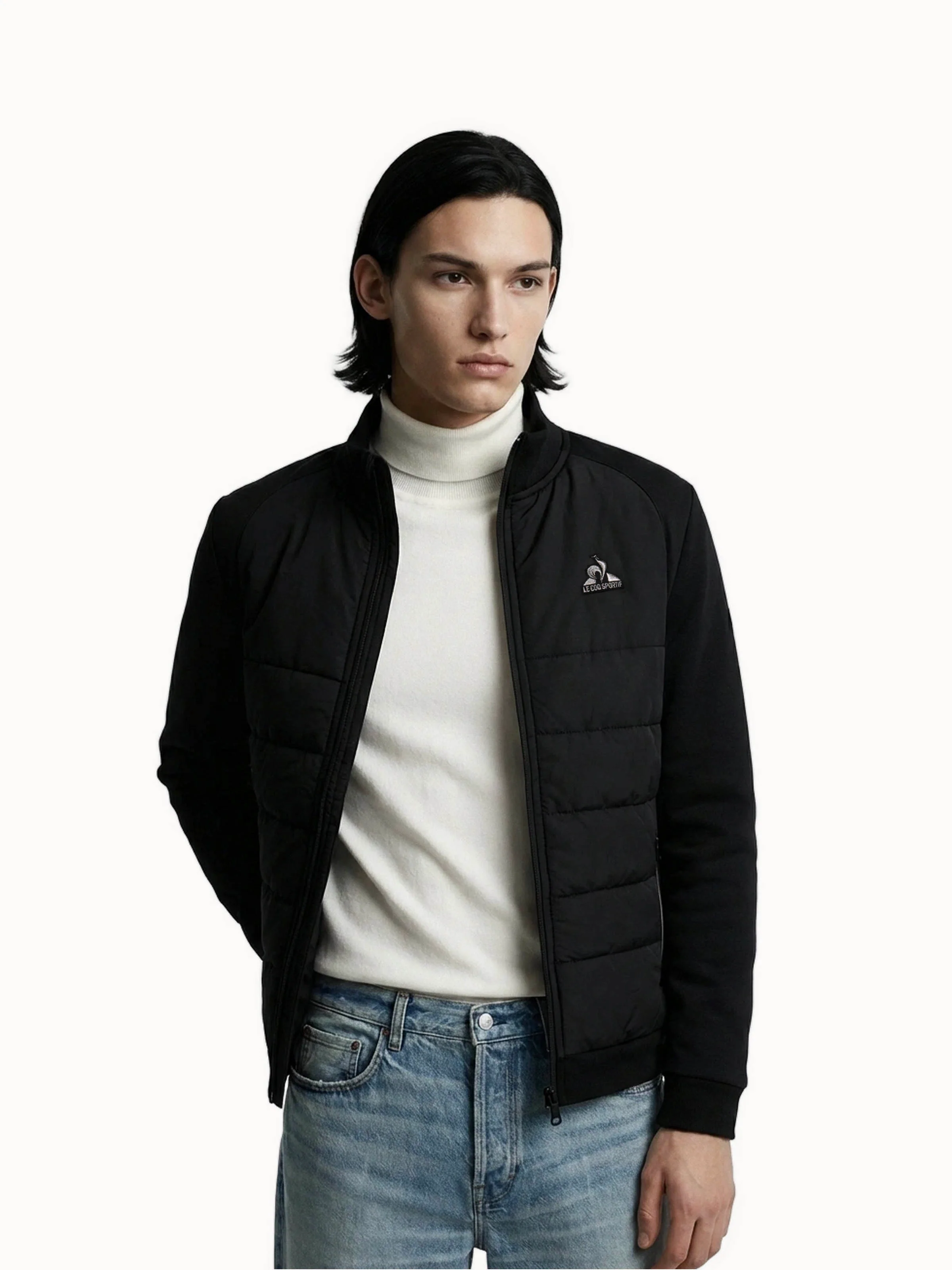 Veste bi-matière matelassée avec manches en jersey technique