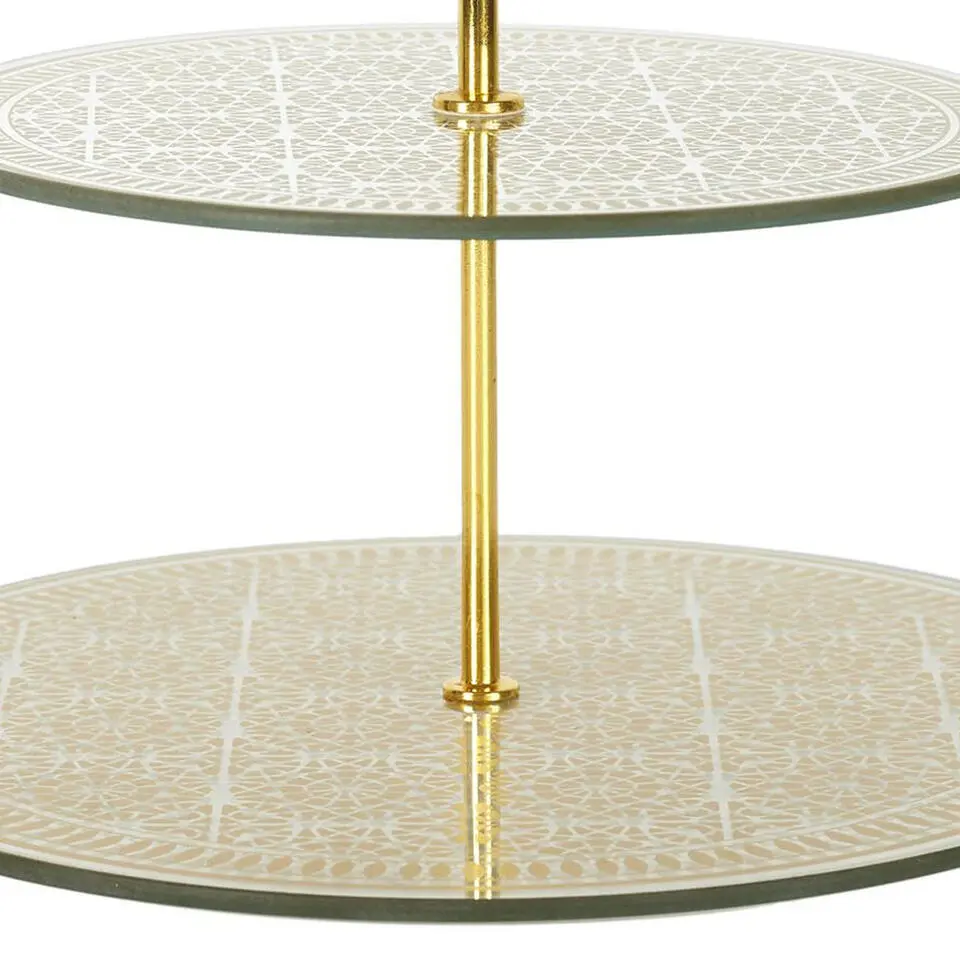 Home Deco Factory Etagere 2 laags - goud - glas - 25 x 25 cm