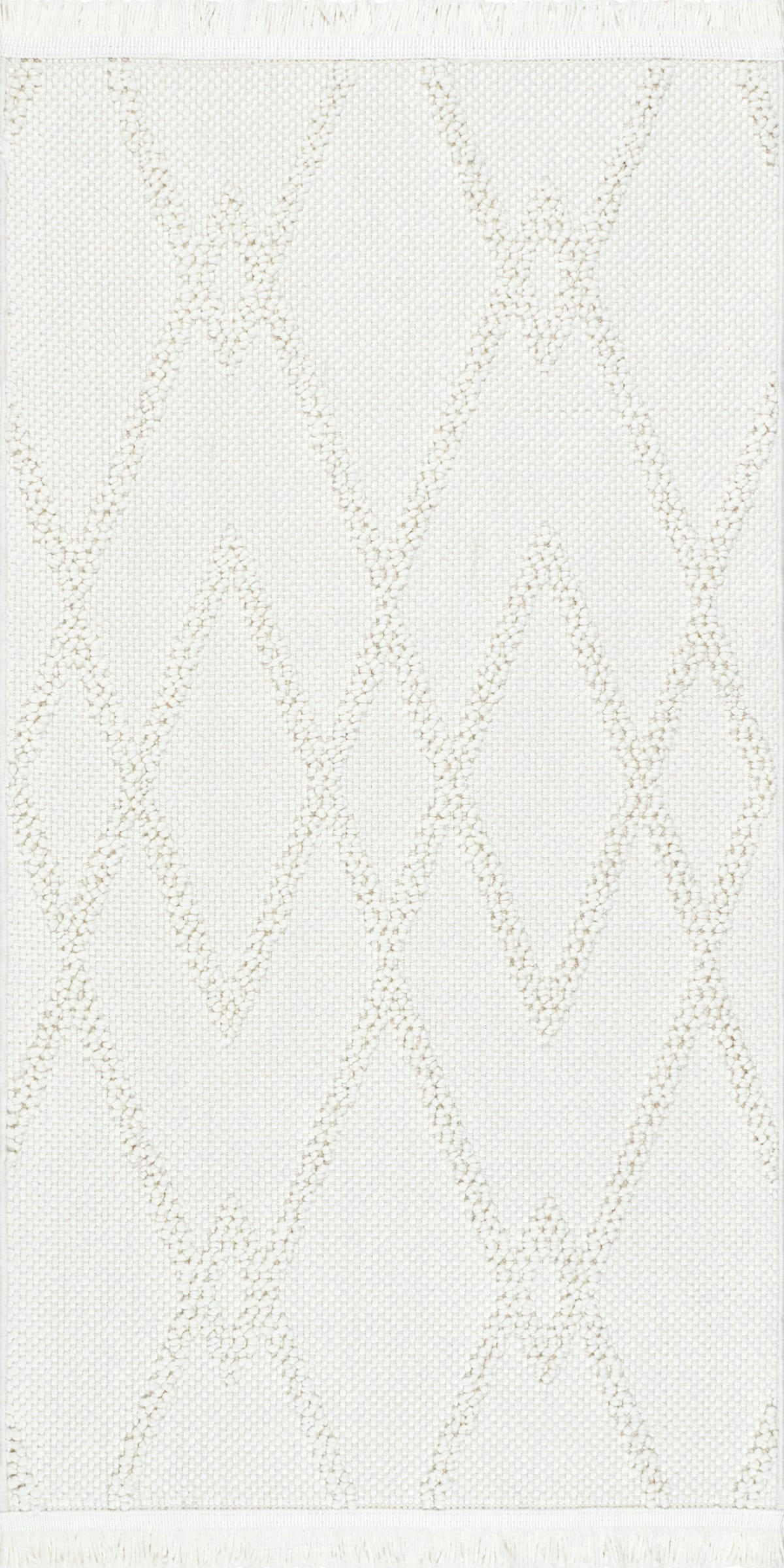 BALI - Tapis Salon blanc Motif Losange en relief  80x150