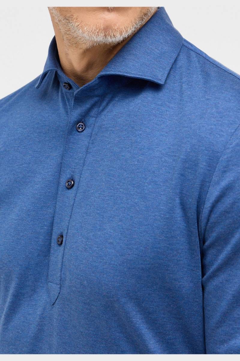 ETERNA 1863 Slim Fit Longsleeve Poloshirt dunkelblau, Einfarbig