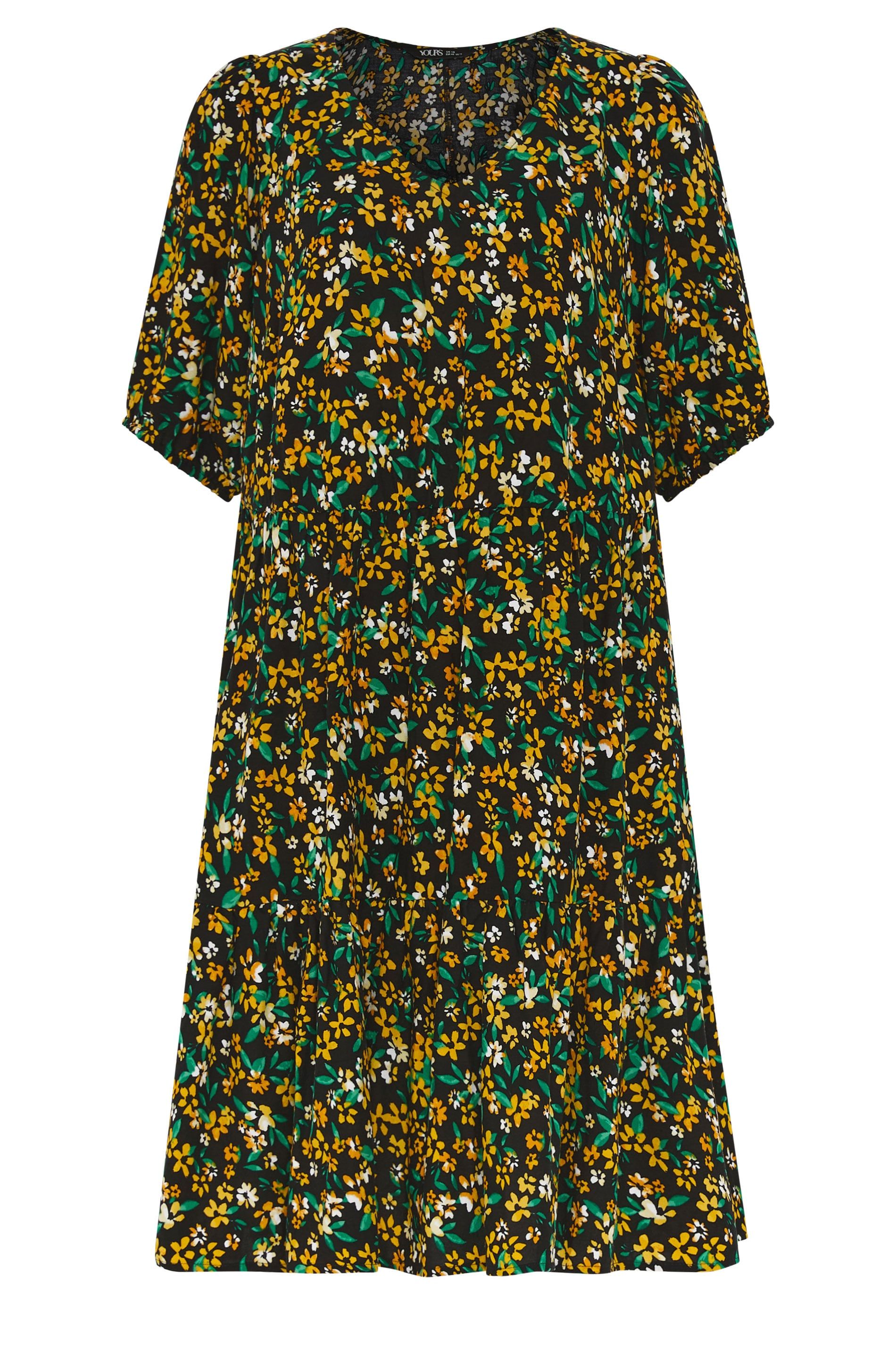 Yours Floral Tiered Mini Smock Dress