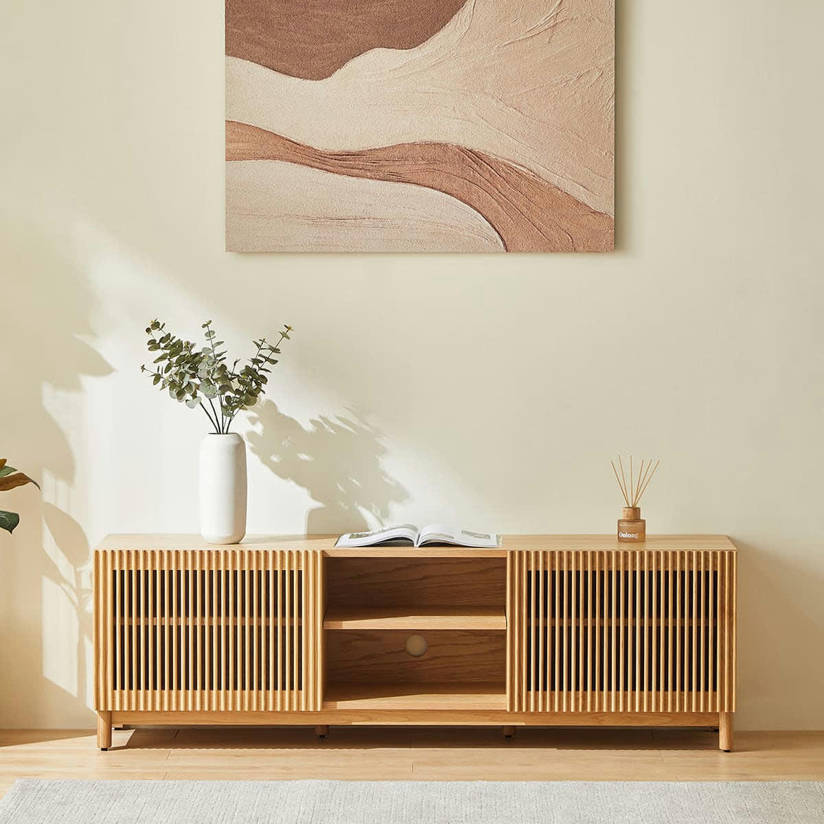 UMEA - Meuble TV 2 portes en bois 160 cm