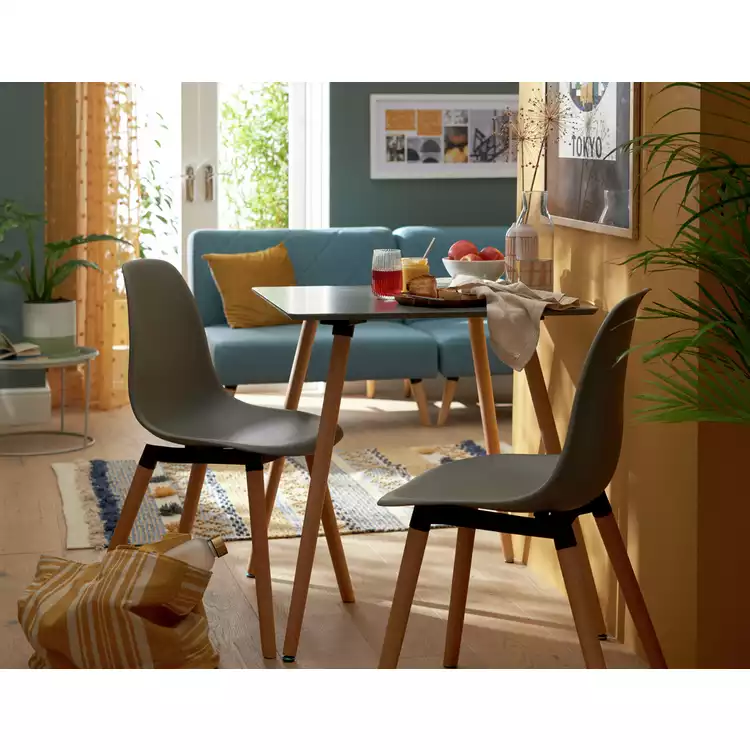 Habitat Berlin Grey Dining Table & 2 Grey Chairs
