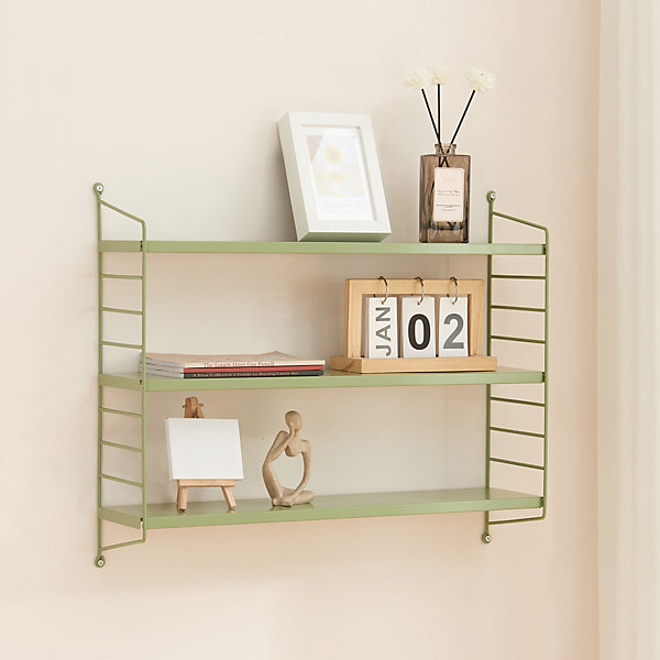 Lot de 2 étagères murales Strängnäs acier 50 x 60 x 15 cm olive en.casa