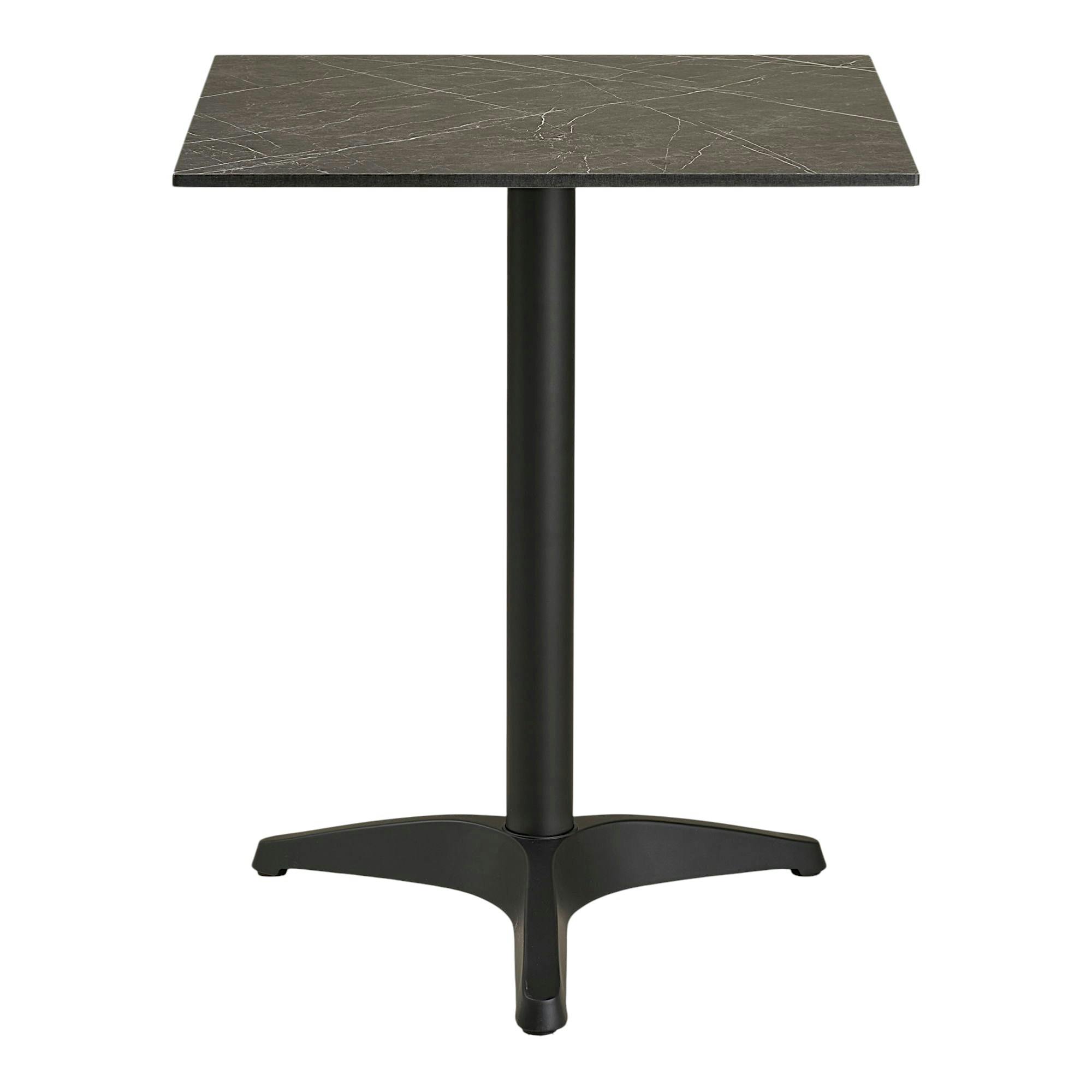 Table bistrot carrée effet marbre gris pied alu 60 cm TORANO