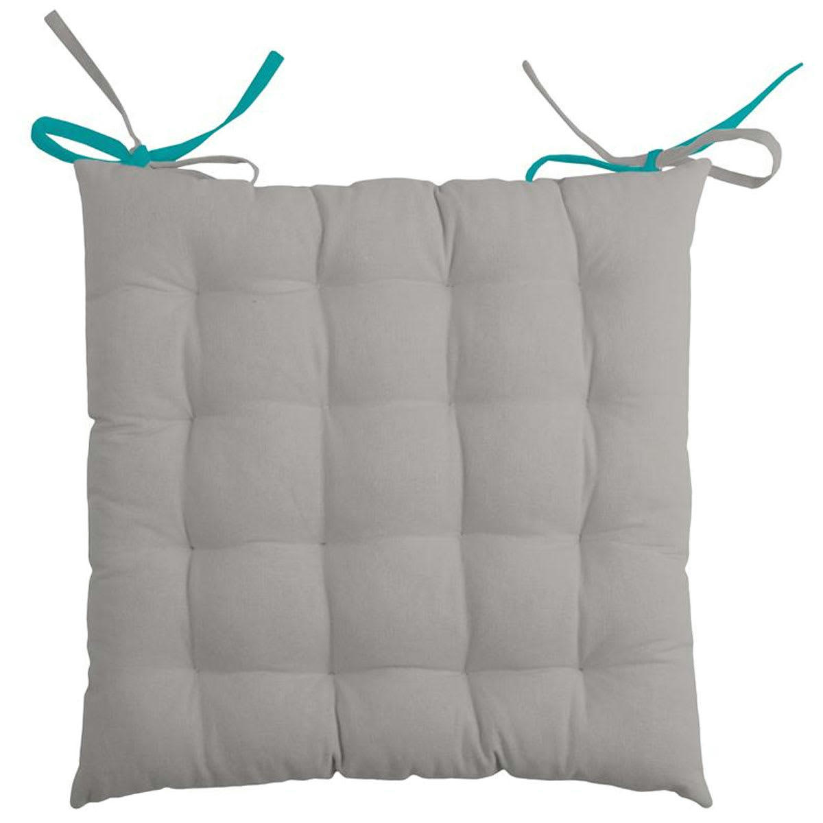 - Galette de chaise bicolore coton celadon/souris 40x40