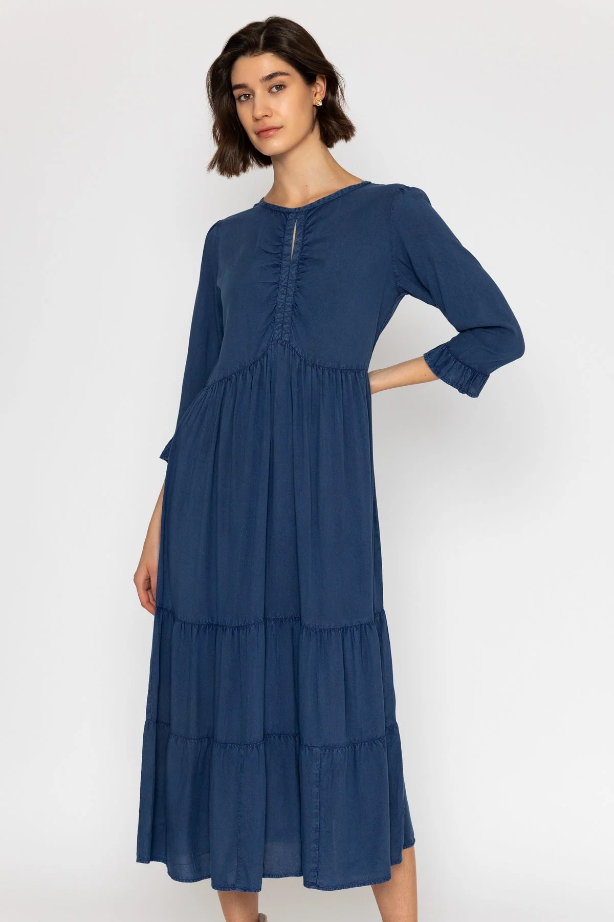 Long Sleeve Indigo Denim Midi Dress