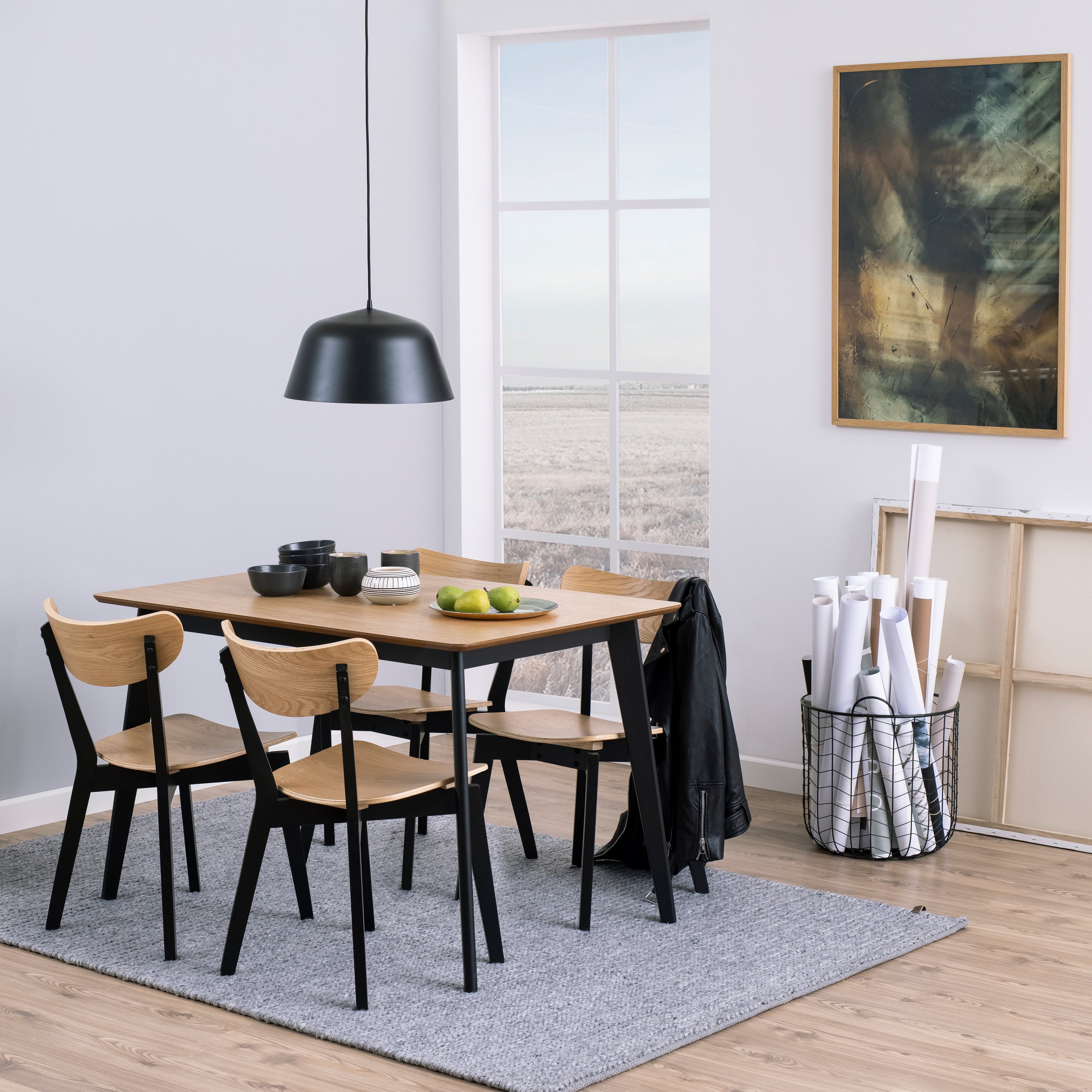 by fonQ basic Crow Eettafel - 120 x 80 cm - Eiken / Zwart