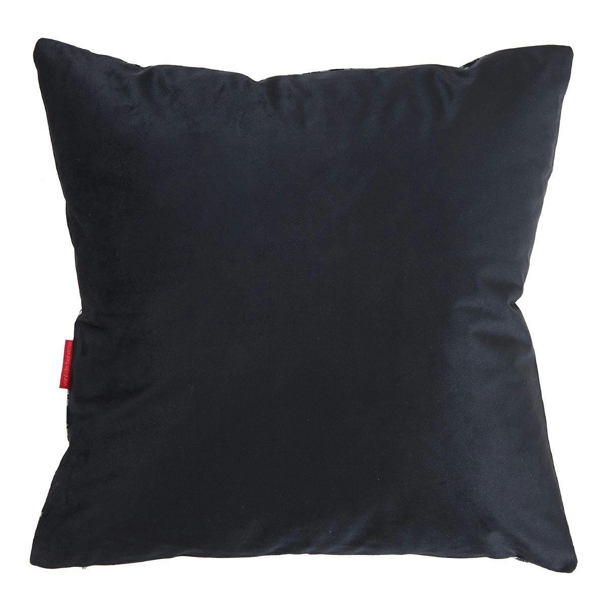 MOOREA - Housse de coussin velours imprimé graphique noir 45x45cm