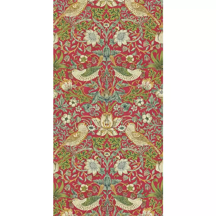 Morris & Co. Strawberry Thief Red Floral Wallpaper