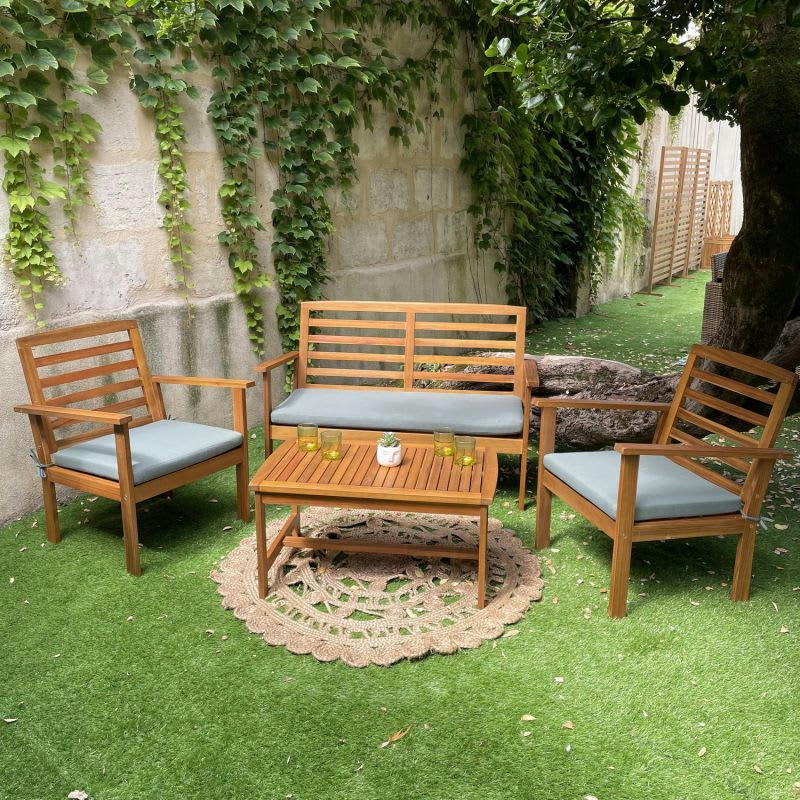 LOMA - Salon de jardin en bois d'acacia coloris vert 4 places