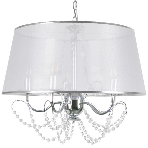 Lampa wisząca chromowana biała ABBAZIA5xE14x12W wym: 105x56x56 cm Polux