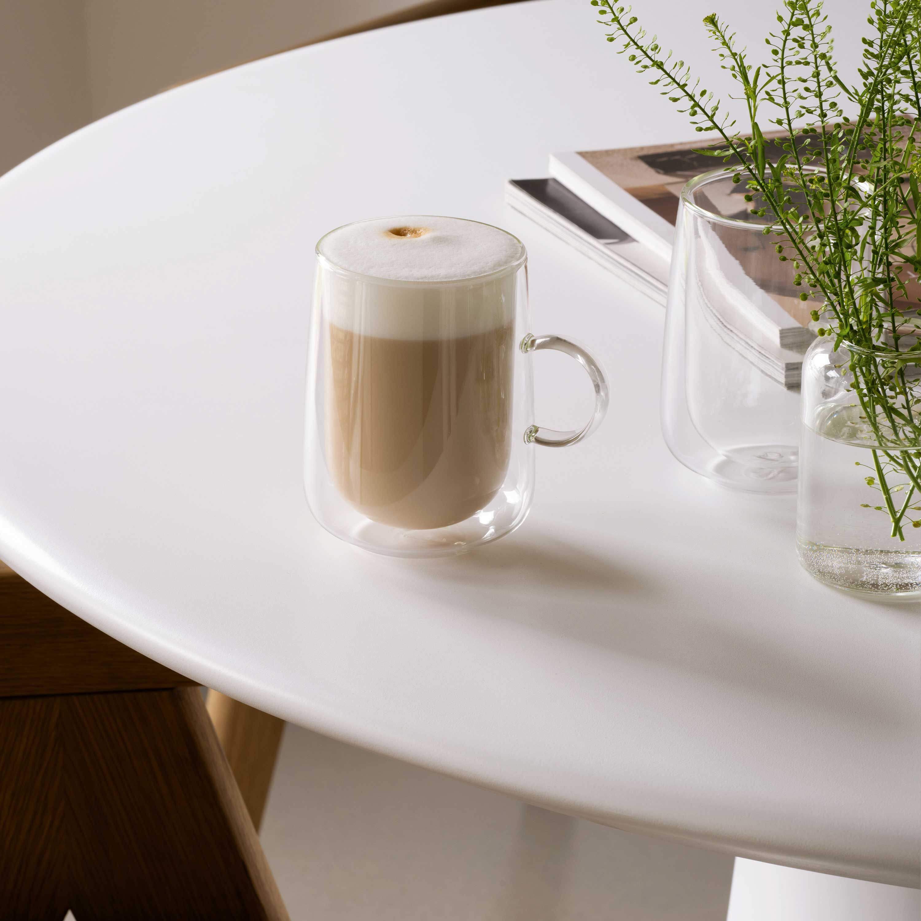 Artesano Latte glass with handle - Clear, 12.2 oz, borosilicate glass