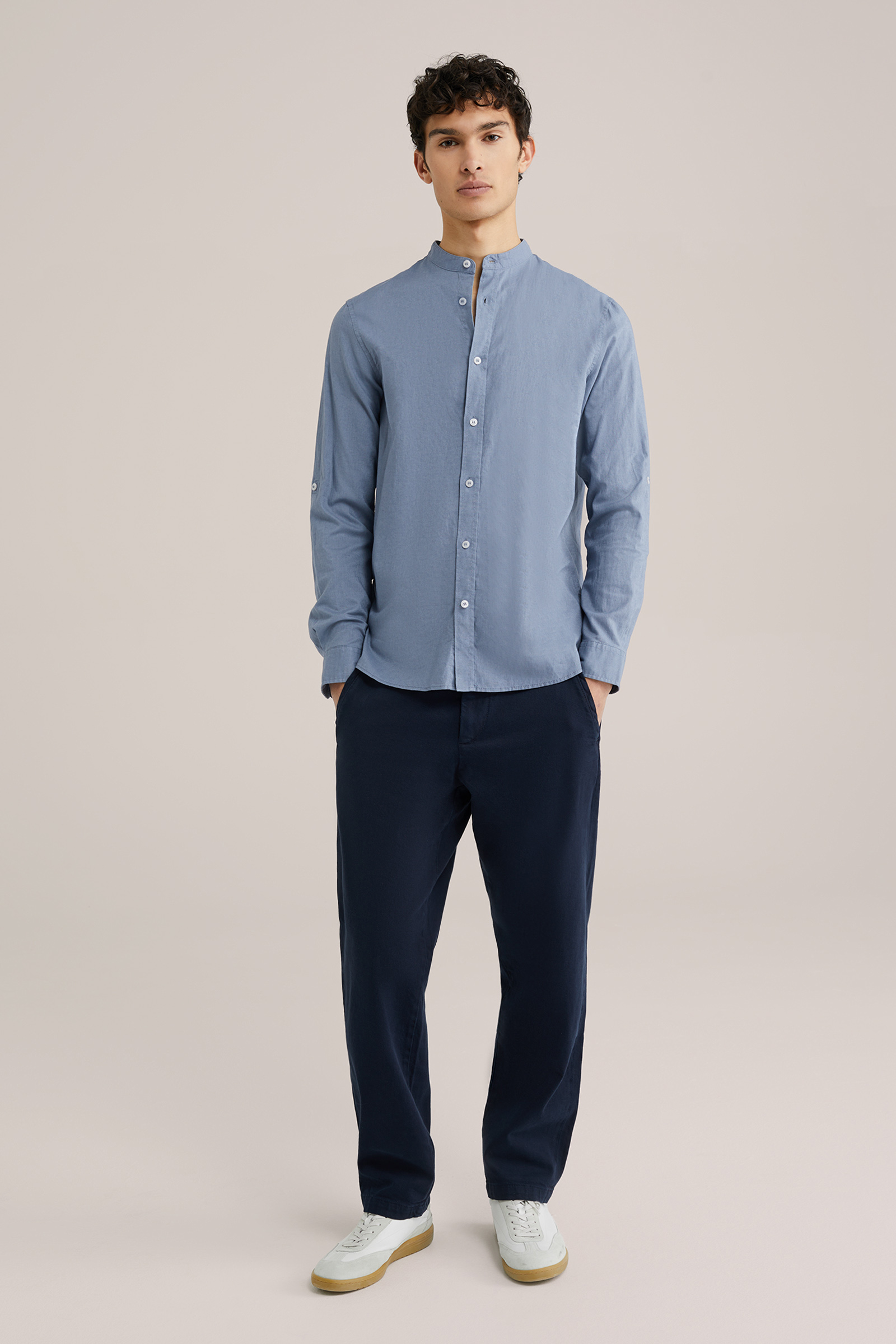 Heren Easy care regular fit overhemd van linnenmix