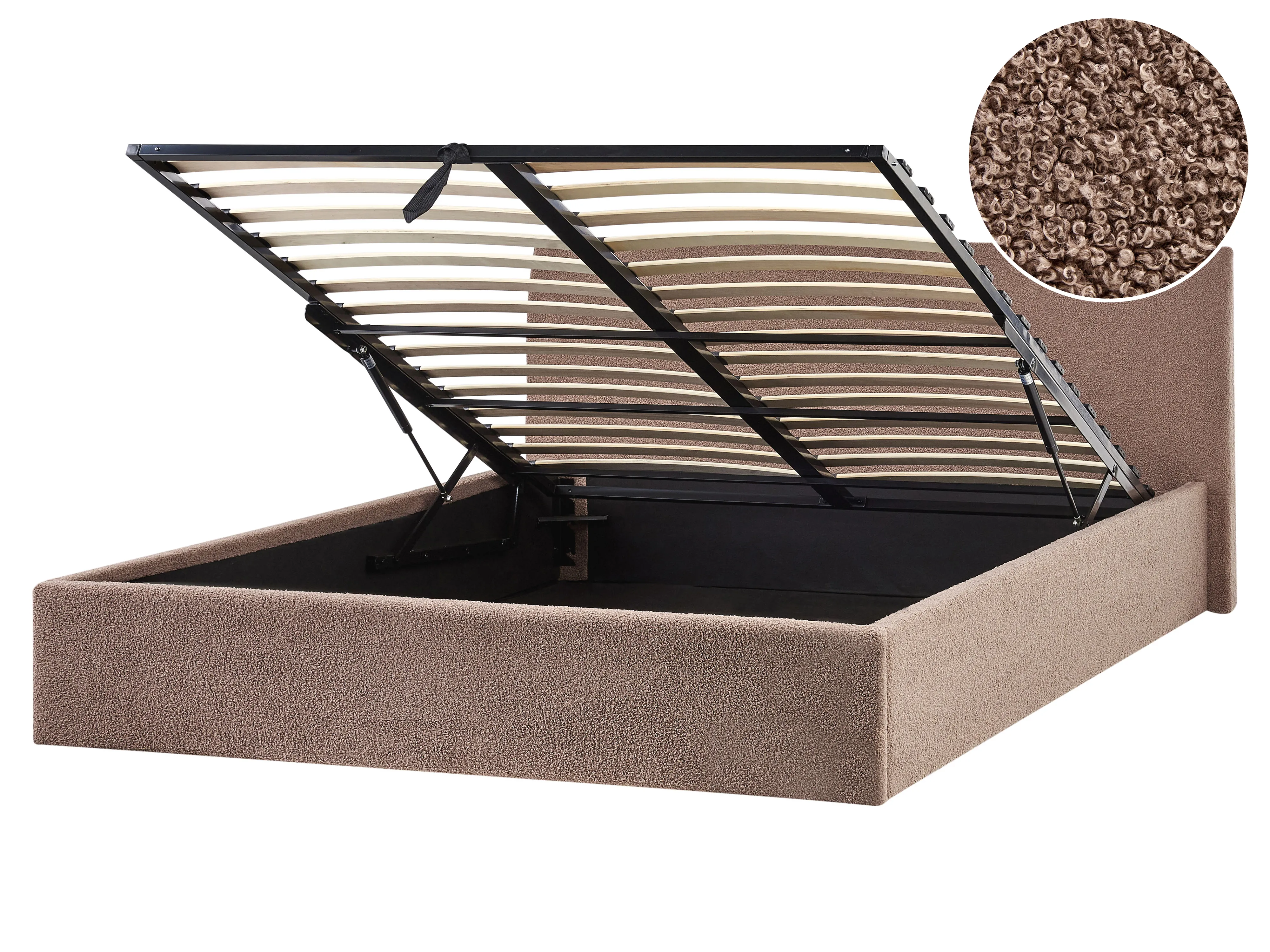 Ottoman Bed Boucle ORBEY 140 x 200 cm (EU Double) Brown