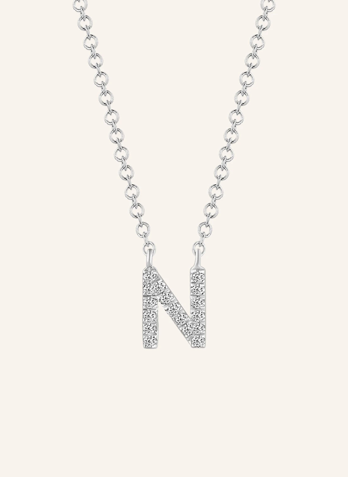 Leaf INITIALIEN Halskette „N“ aus 14 Karat Weißgold mit Diamanten