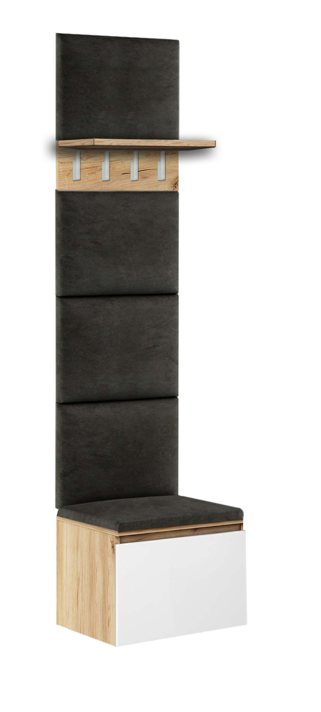 Zestaw Do Przedpokoju 1P4W Dąb Craft Złoty/Białt Mat/Czarny 50X37X212 Cm