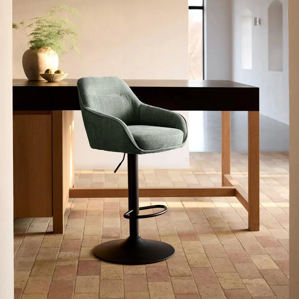 Barstoel Groen Stof - Verstelbaar - Avola - Set van 2
