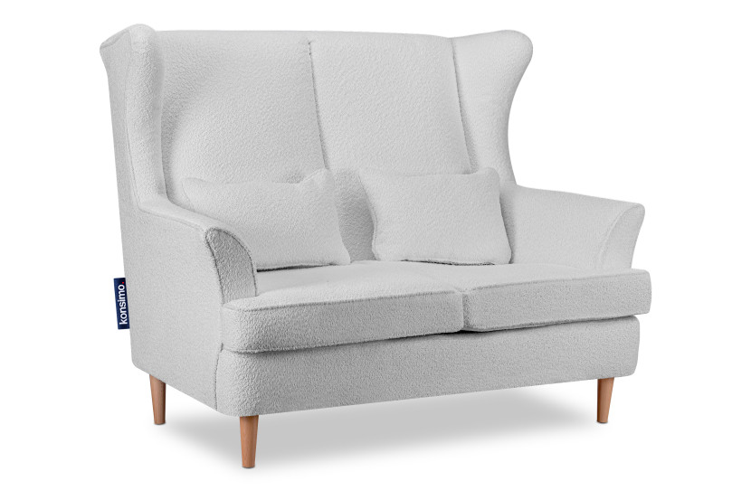 KONSIMO STRALIS Sofa skandynawska tkanina boucle jasny szary baranek