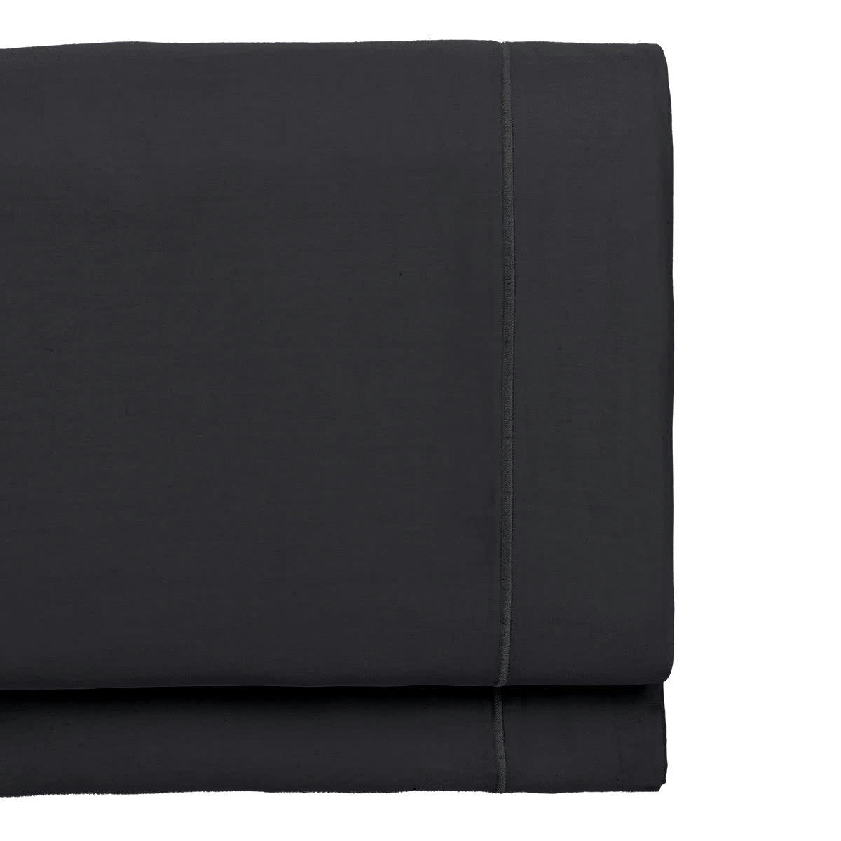 JULIA - Drap plat satin de coton  240x300 noir charbon