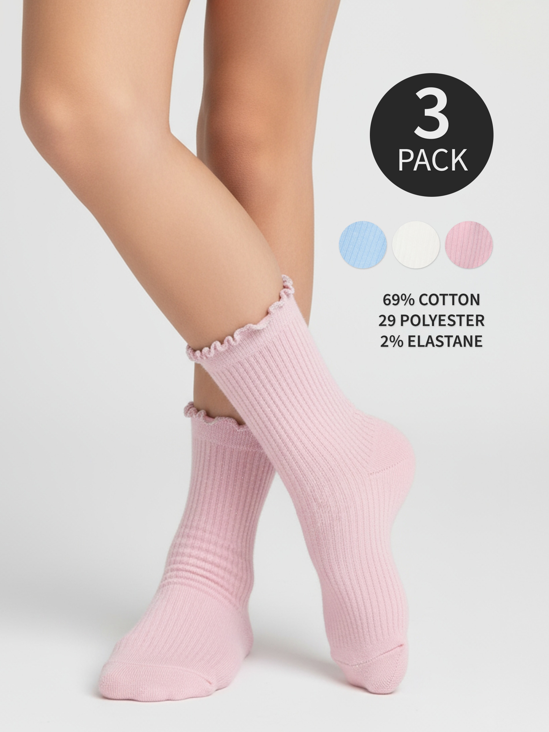 Prążkowane skarpetki 3 pack