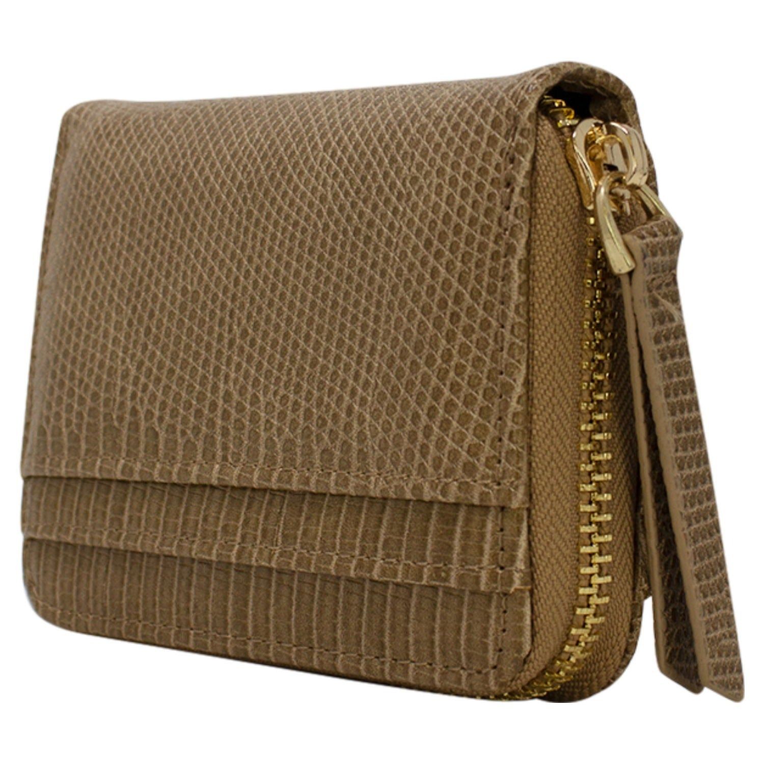 SVNX Small Snake Print Zipped Purse in Brown