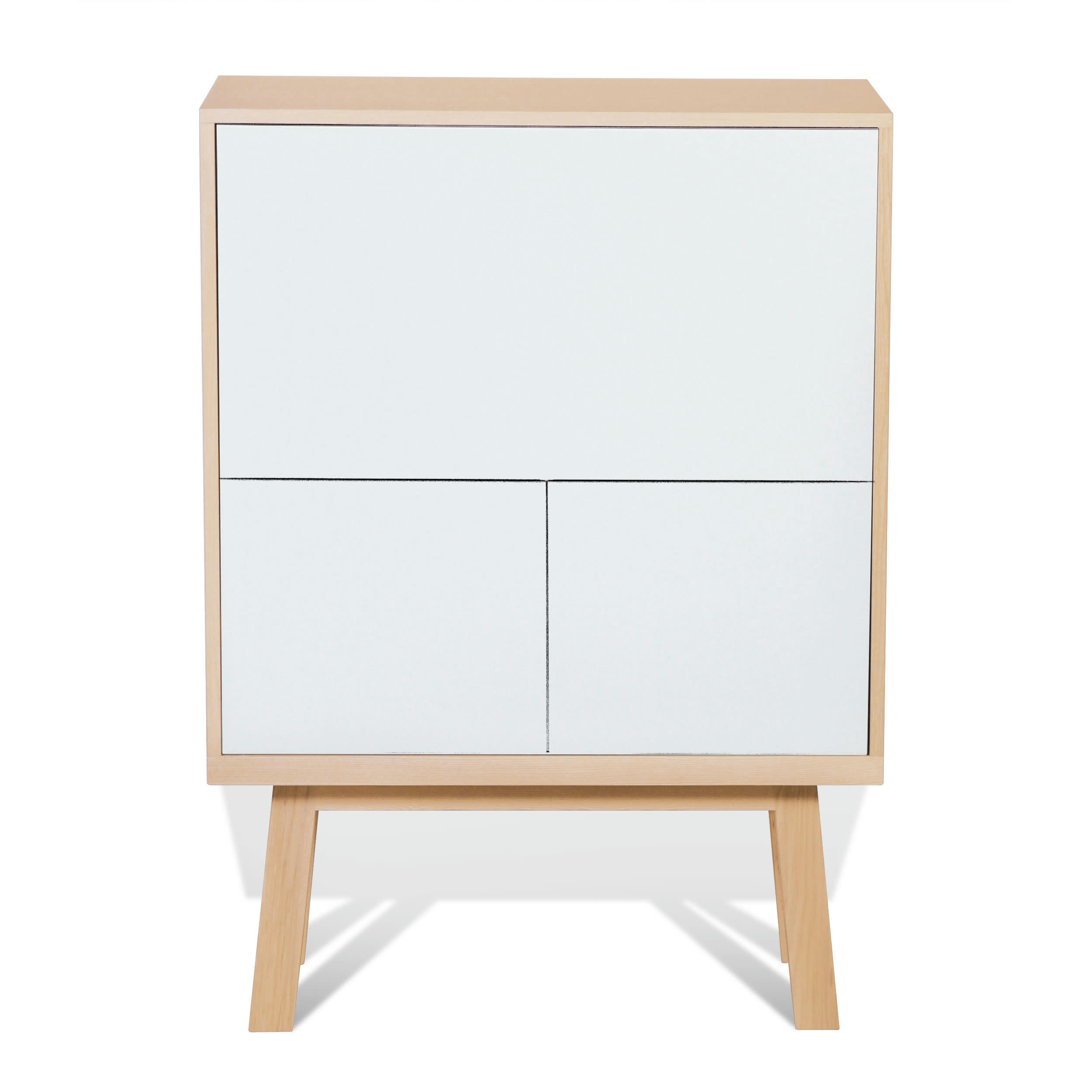 KUBE - Bureau secrétaire avec rangement de 90 cm de large, en frêne