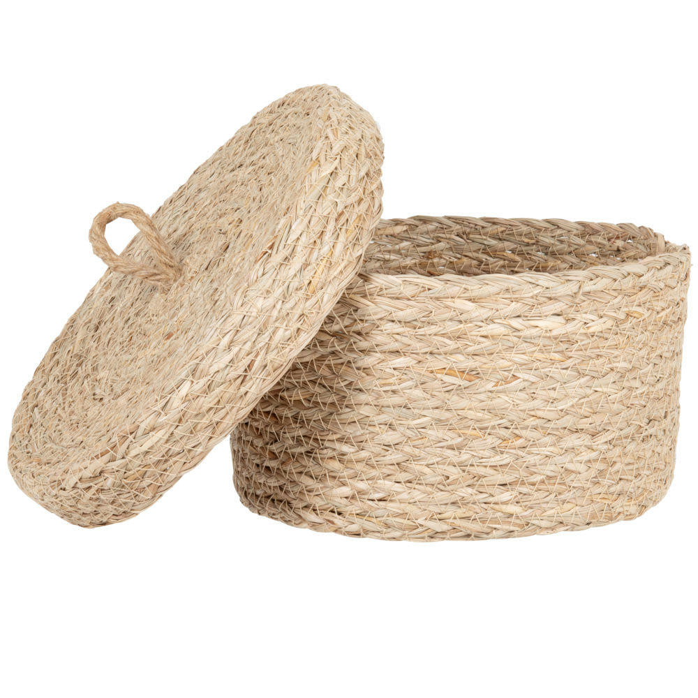 - Boîte en vannerie beige