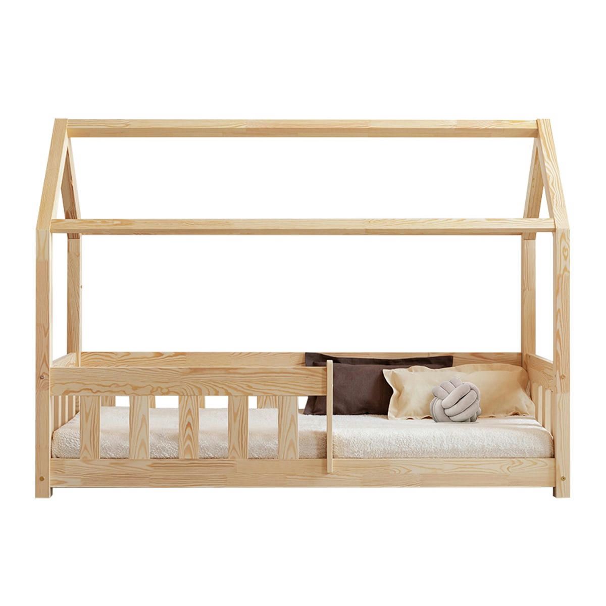 MILA - Lit cabane 90x200 sommier inclus naturel