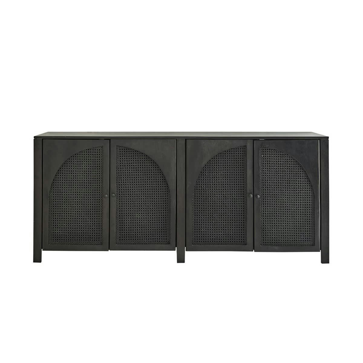 ZULMA - Buffet en manguier massif et cannage noir 175 cm