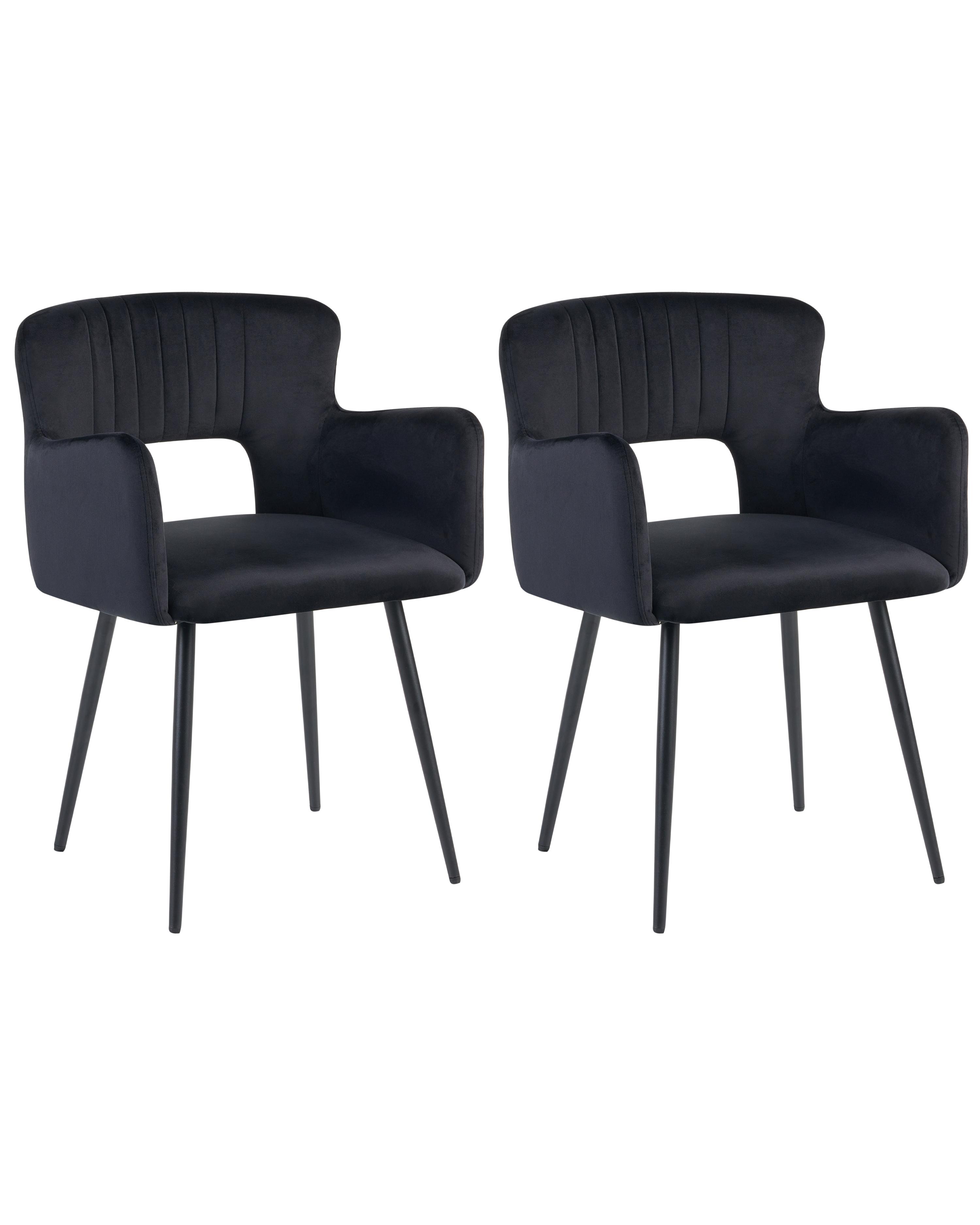 Set of 2 Dining Chairs SANILAC Velvet Black