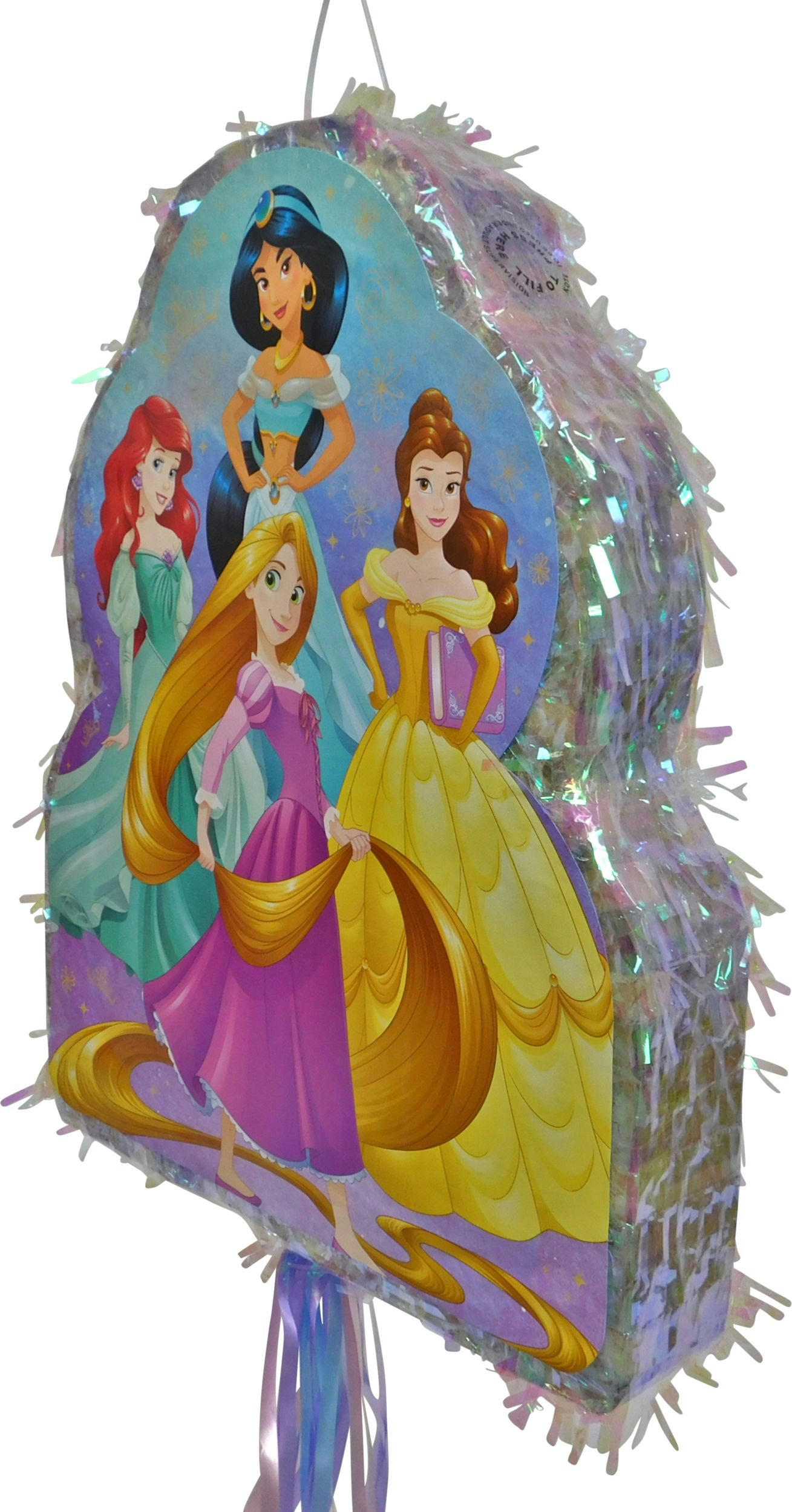 Disney Princess Once Upon A Time Pinata Hanging Pull String Decoration, Multi-Coloured, 17.5-in, Holds 2lb of Pinata Filler, for Birthday Parties