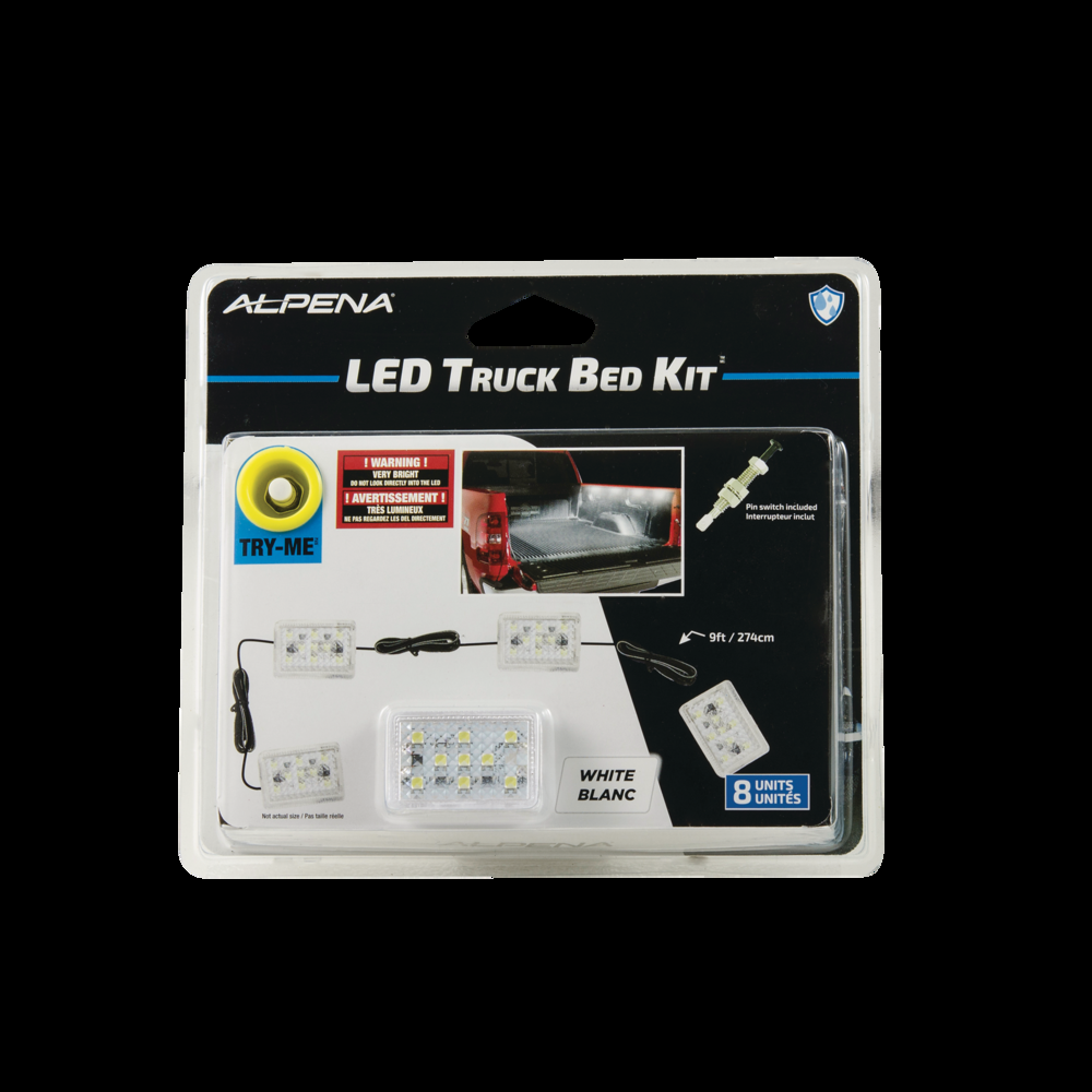Alpena 77691 12V LED Truck Bed Light Kit, Universal Fit w/ On & Off Switch, White