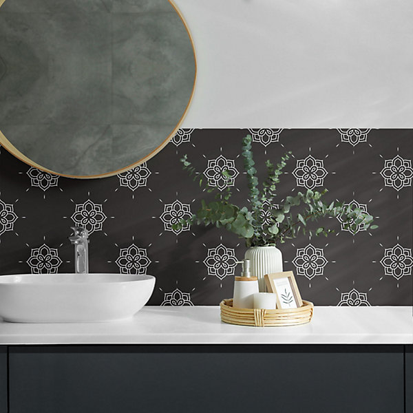 Panneau Mural PVC Wallfluent 50x50 cm Motif Floral En Arrière-Plan 4 pièces