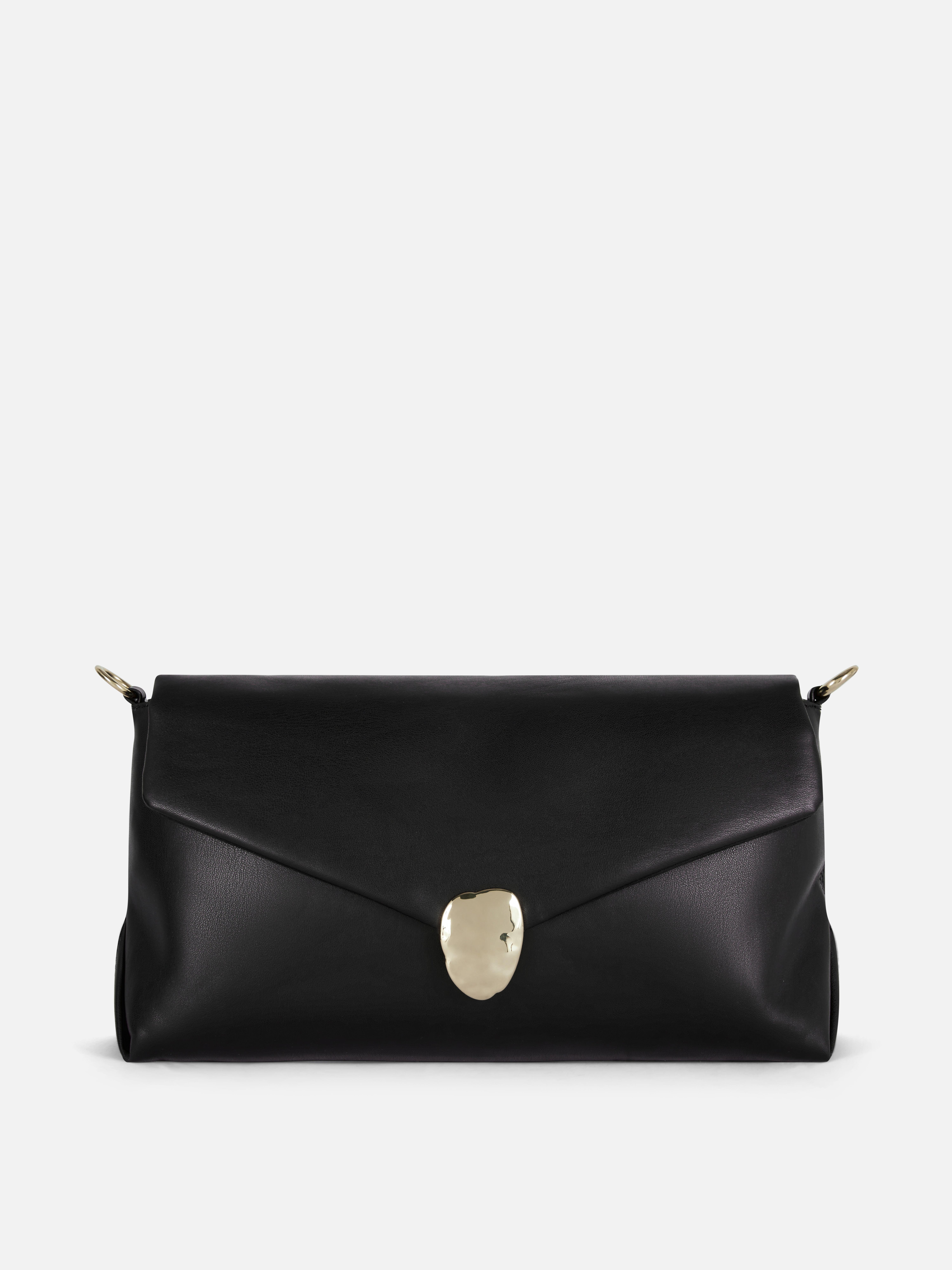 Faux Leather Metal Closure Clutch Bag