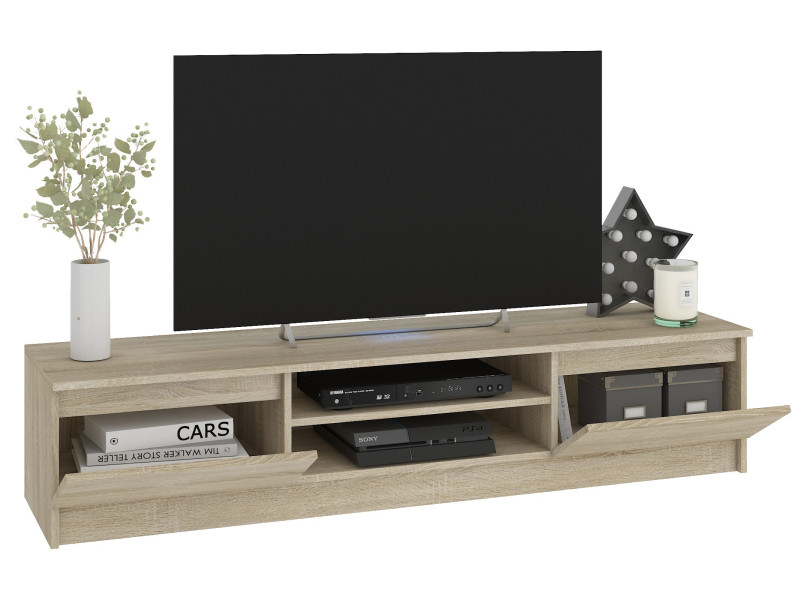 Zestaw RTV Komoda i Szafki wiszące Dąb Sonoma 240x40x140 cm