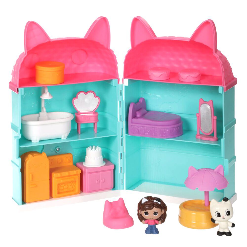 Maison de poupée avec 2 personnages Gabby et la Maison Magique bleue et rose