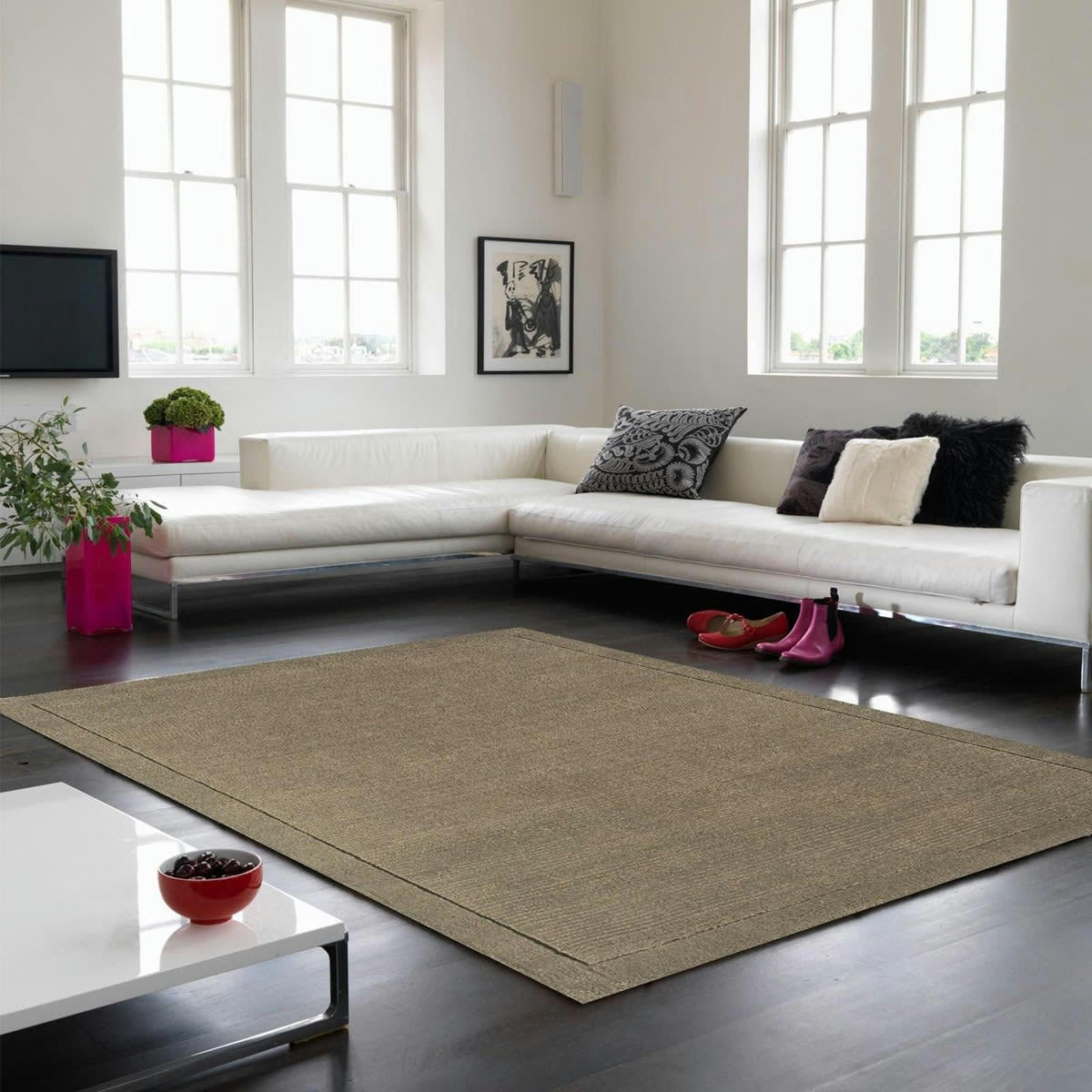 CANDY - Tapis tufté main en Laine Taupe 80x150 cm